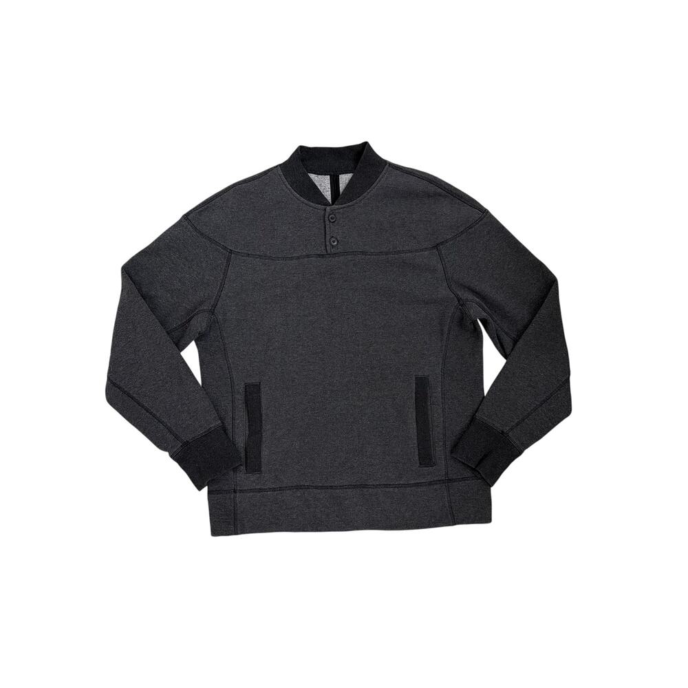 Lululemon Revolve Henley Heathered Black Gray Pullover Sweatshirt Size Large